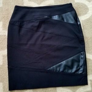 Rafaella Black Skirt Faux Leather Striped